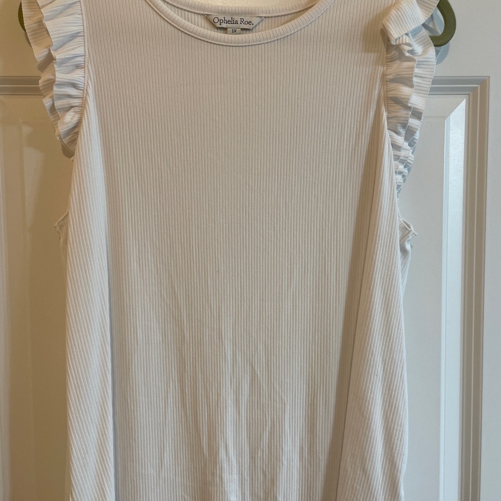 Ophelia Roe Ivory Ruffle Sleeve Tank Top
